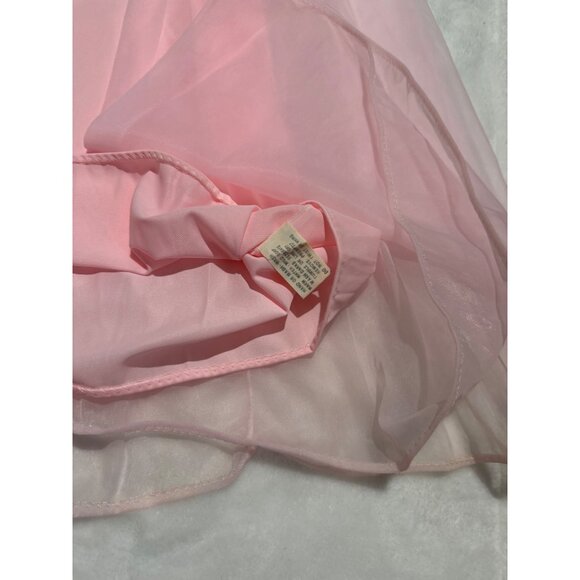size SM S/M Vintage Sheer Pink Nightgown Robe Piegnoir set Lace trim, Puff Sleev - Picture 14 of 15